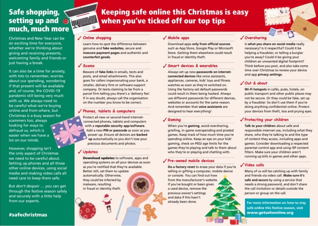 Get Safe Online Christmas 21 campaign leaflet